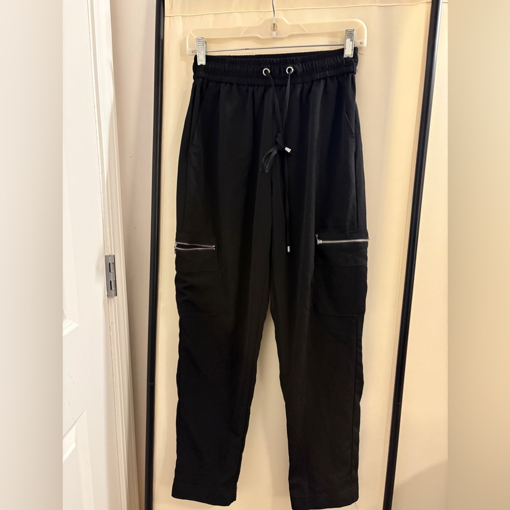 Express Black Cargo Jogger Pants With Zip Pockets